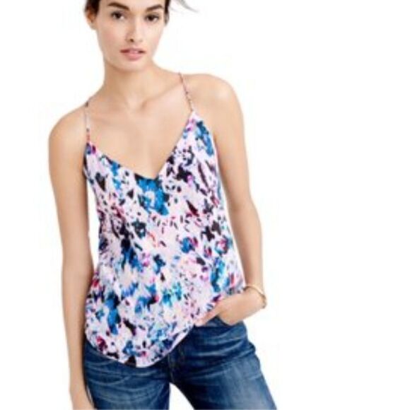 J. Crew Multicolor Silk Spaghetti Strap Cami Tank Size 2 NWT - Picture 2 of 7